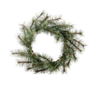 Svítící umělý vánoční věnec Wreath s LED světýlky propletenými v realistickém jehličí. Produktová fotografie na bílém pozadí.